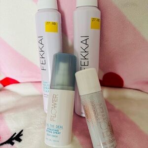 Flower Beauty & FEKKAI Hair/Makeup SprayBundle SettingSpray&VolumeSpray 4 Items
